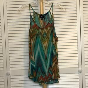 iZ Byer Geometric Sheer Scoop Neck Sleeveless Blouse XL